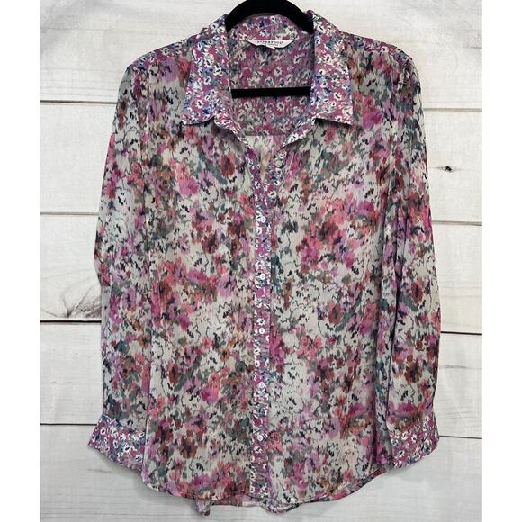 Liverpool Los Angeles Size LG Button Down Top Collar MultiColor - Picture 1 of 5